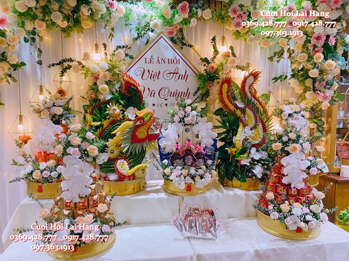 Trang Trí Phông Cổng Tráp Lễ Ăn Hỏi Việt Anh - Vũ Quỳnh