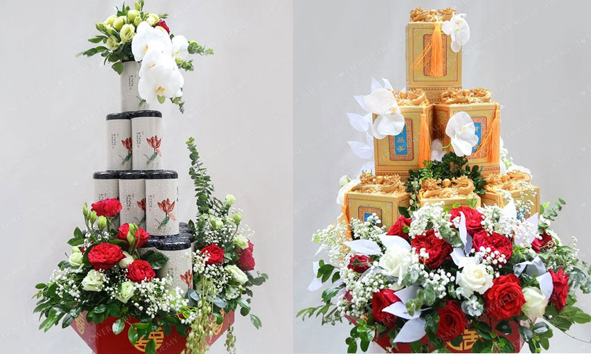 Cách xếp tráp chè ăn hỏi đẹp