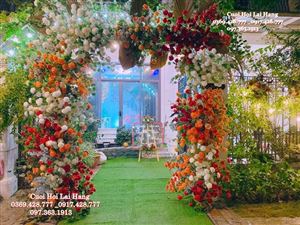 Trang Trí Cổng Hoa Lụa Kín Hoa