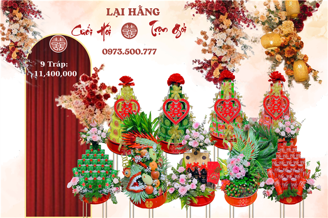Lễ Ăn Hỏi 9 Tráp Rồng Phượng Không Xôi Lợn