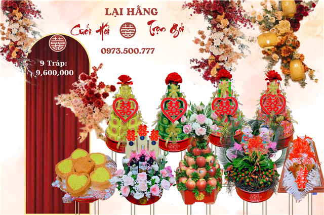 Lễ Ăn Hỏi 9 Tráp Tháp Táo Đỏ