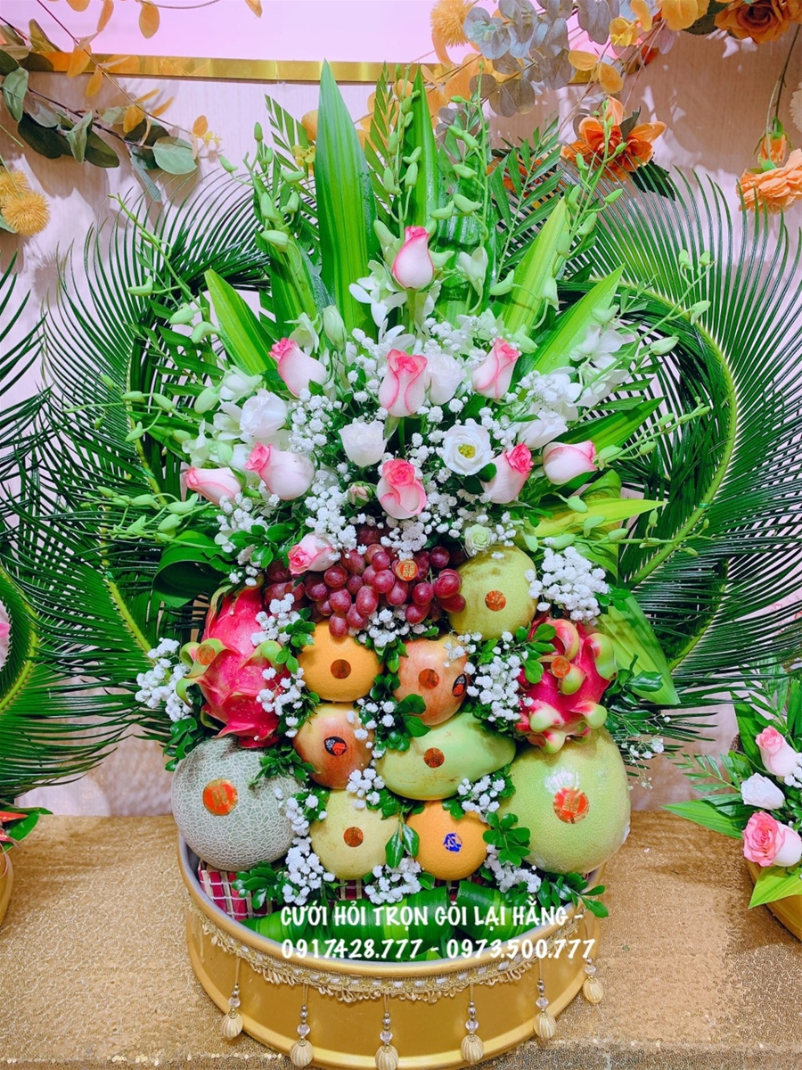 Tráp hoa quả ăn hỏi đẹp - Cưới hỏi Lại Hằng