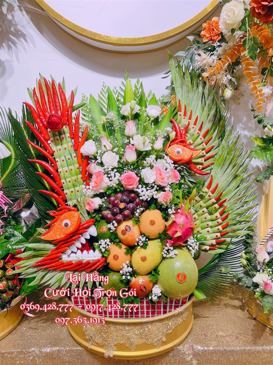 Tráp hoa quả Rồng Phượng - Cưới hỏi Lại Hằng