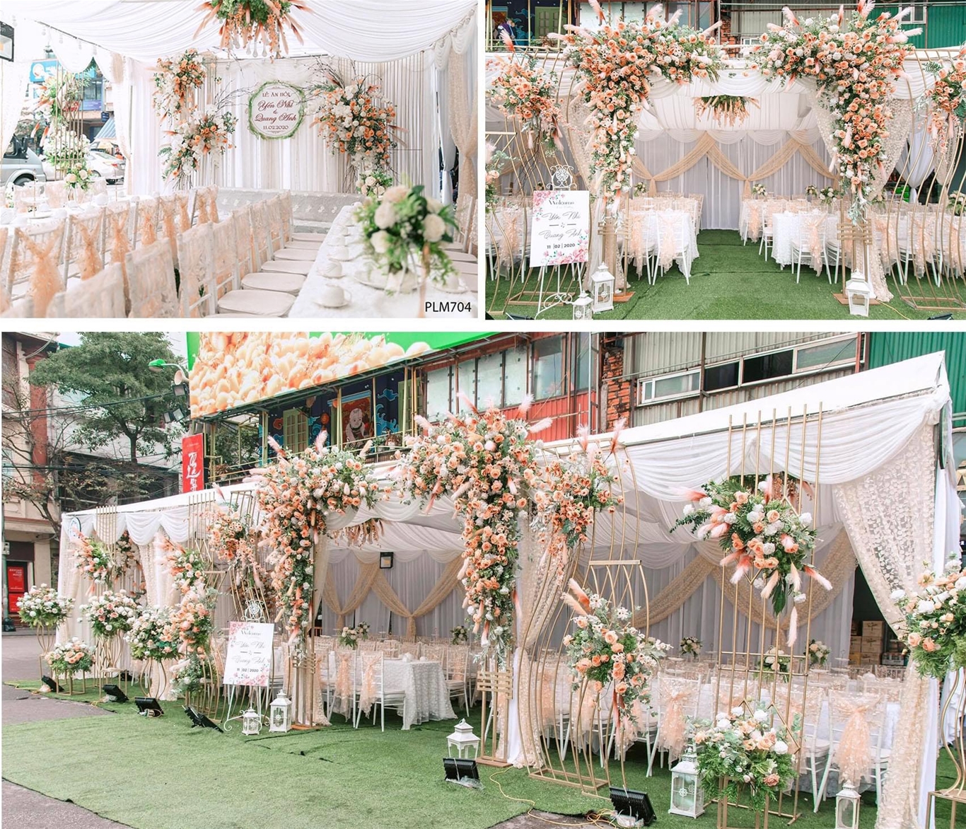 mẫu phông trang trí đám cưới hiện đại